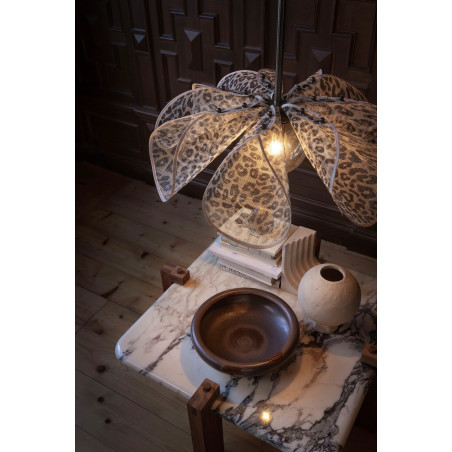 Lampa wisząca dekoracyjna Styrka 63cm antyczny mosiądz / wzór panterki / bursztynowy Markslojd