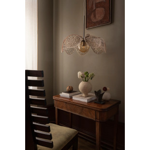 Lampa wisząca dekoracyjna Styrka 63cm antyczny mosiądz / wzór panterki / bursztynowy Markslojd