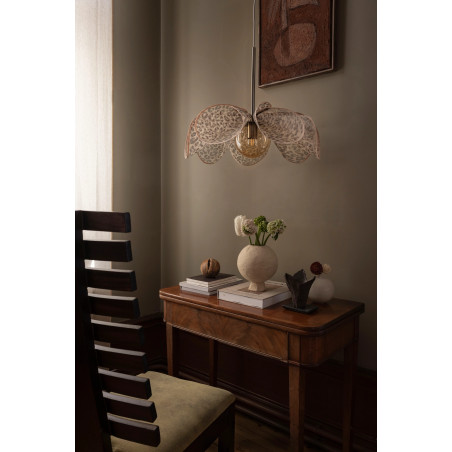 Lampa wisząca dekoracyjna Styrka 63cm antyczny mosiądz / wzór panterki / bursztynowy Markslojd