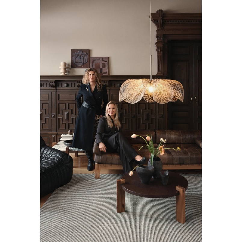 Lampa wisząca dekoracyjna Styrka 75cm antyczny mosiądz / wzór panterki / bursztynowy Markslojd