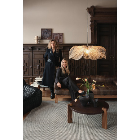 Lampa wisząca dekoracyjna Styrka 75cm antyczny mosiądz / wzór panterki / bursztynowy Markslojd