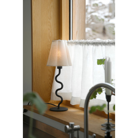 Lampa stołowa z abażurem w stylu rustykalnym Veya 41cm beżowy len / czarny Markslojd