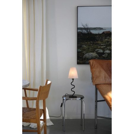 Lampa stołowa z abażurem w stylu rustykalnym Veya 41cm beżowy len / czarny Markslojd