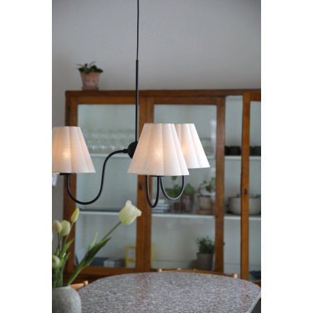 Żyrandol z 3 kloszami w stylu rustykalnym Veya 90cm beżowy len / czarny Markslojd