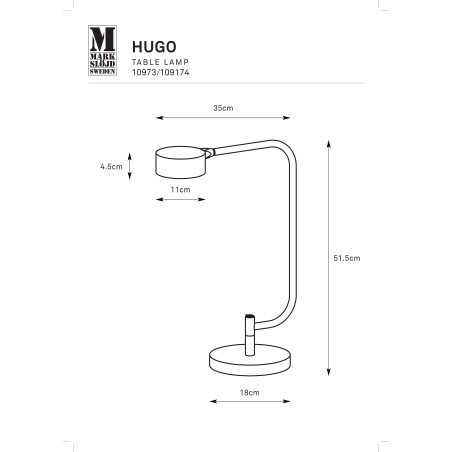 Lampa na biurko ze ściemniaczem Hugo LED 3000K czarna Markslojd