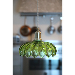 Lampa wisząca retro szklana Kurage 25,5cm antyczny mosiądz / zielony Markslojd
