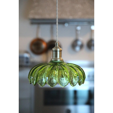 Lampa wisząca retro szklana Kurage 25,5cm antyczny mosiądz / zielony Markslojd
