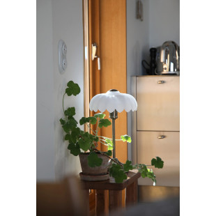 Lampa stołowa retro szklana Kurage 43cm antyczny mosiądz / biały Markslojd