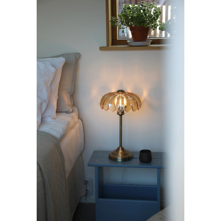 Lampa stołowa retro szklana Kurage 43cm antyczny mosiądz / bursztynowy Markslojd