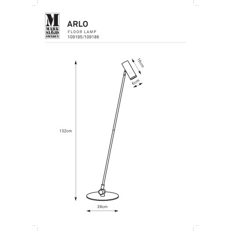 Lampa podłogowa ze ściemniaczem Arlo 132cm LED 3000K chrom Markslojd