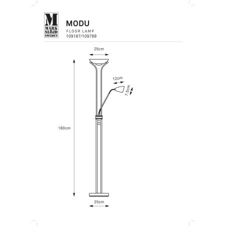 Lampa podłogowa z lampką do czytania i ściemniaczem Modu LED 180cm beżowa Markslojd