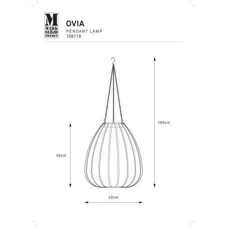 Lampa wisząca solarna Ovia LED 42cm czarna ze ściemniaczem Markslojd