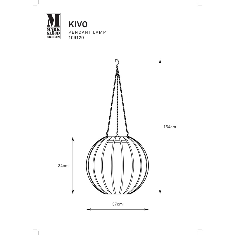 Lampa wisząca solarna Kivo LED 37cm czarna ze ściemniaczem Markslojd