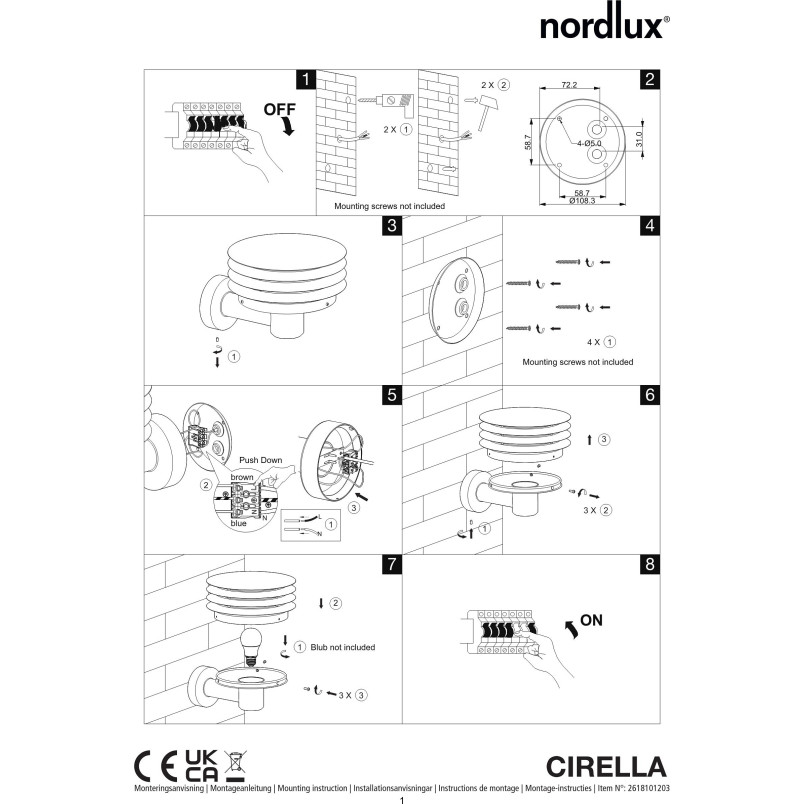 Cirella | Wall light | Seaside black Nordlux