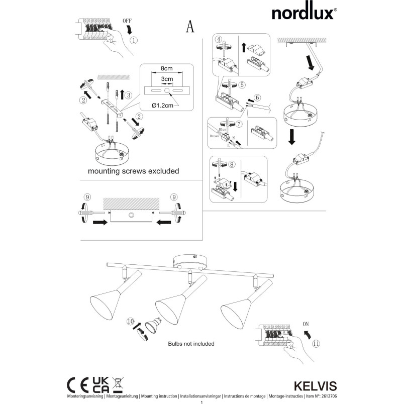Kelvis 3-Spot | Ceiling light | Black Nordlux