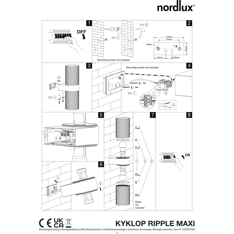 Kyklop Ripple Maxi | Wall light | Black Nordlux
