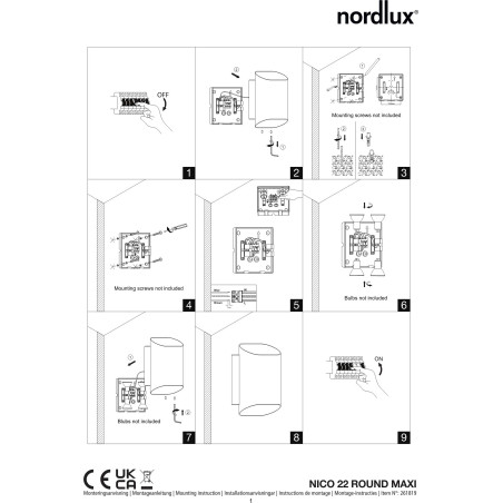 Nico 22 Round Maxi | Wall light | Black Nordlux