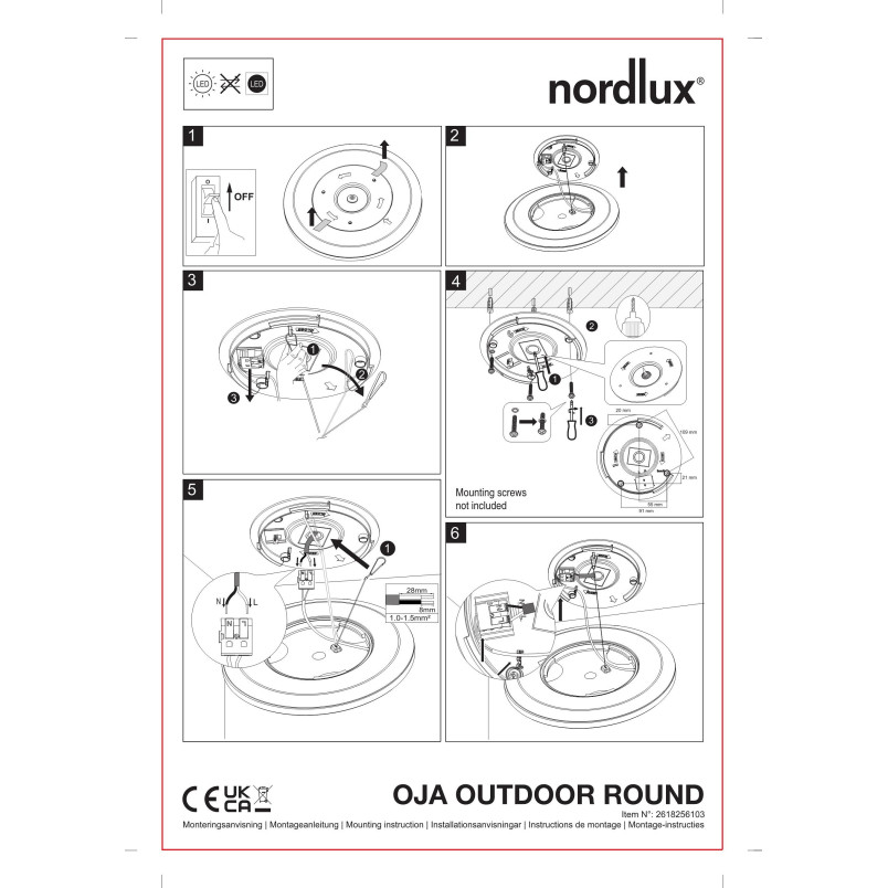 Oja 29 Outdoor Round | Ceiling light | Black Nordlux