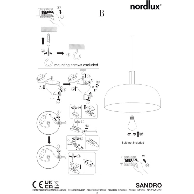Sandro | Pendant | Light brown Nordlux