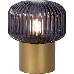 Lampa stołowa retro Jany - szkło dymione, mosiądz | Lucide