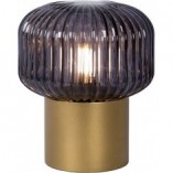 Lampa stołowa retro Jany - szkło dymione, mosiądz | Lucide