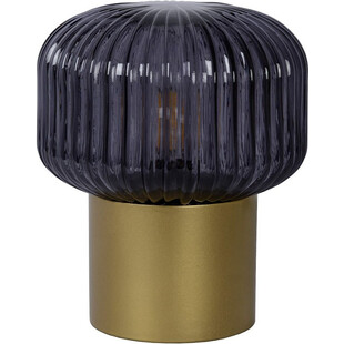 Lampa stołowa retro Jany - szkło dymione, mosiądz | Lucide