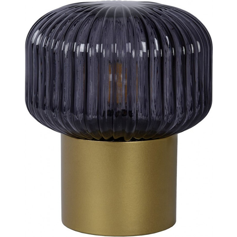 Lampa stołowa retro Jany - szkło dymione, mosiądz | Lucide