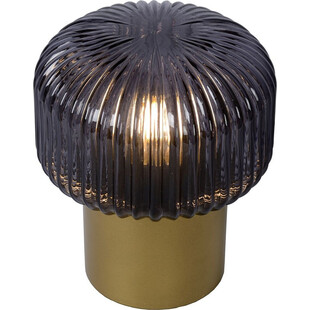 Lampa stołowa retro Jany - szkło dymione, mosiądz | Lucide