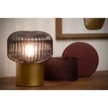 Lampa stołowa retro Jany - szkło dymione, mosiądz | Lucide