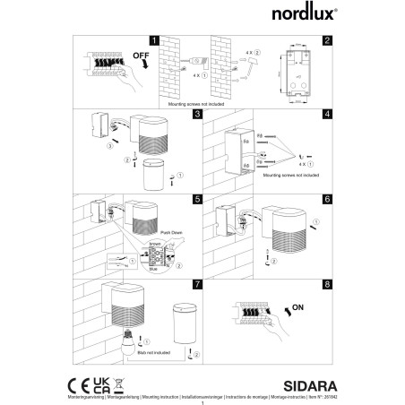 Sidara | Wall light | Seaside black Nordlux