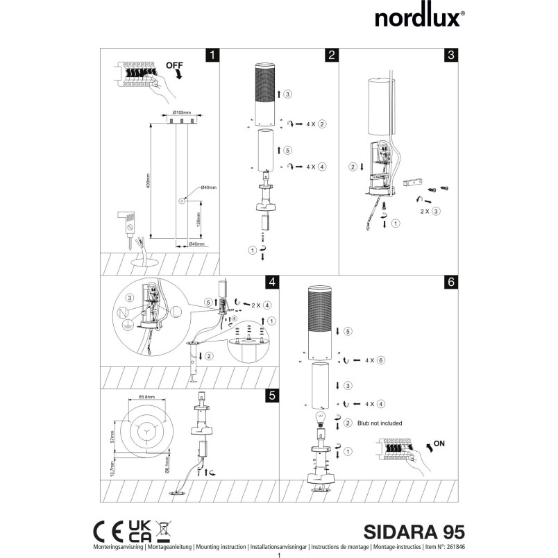 Sidara 95 | Garden light | Seaside black Nordlux
