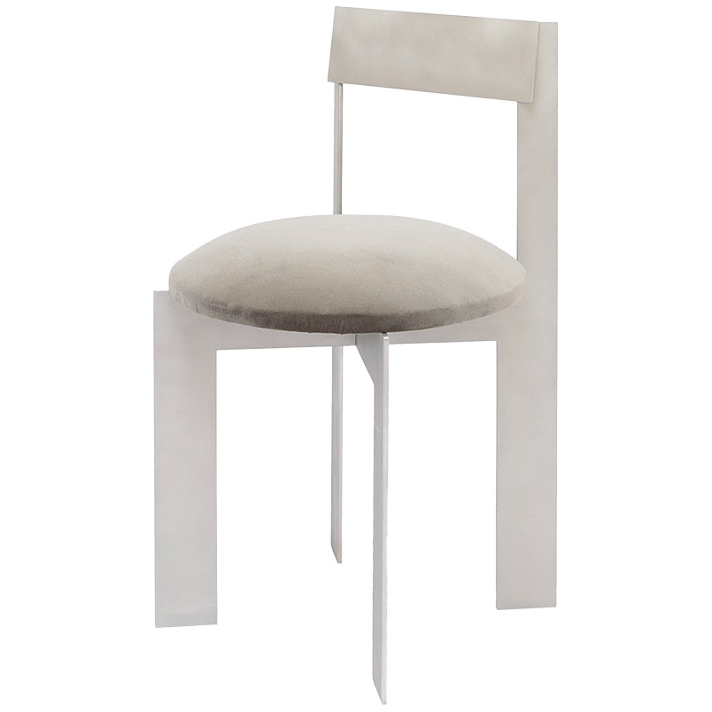 Krzesło metalowe z welurowym siedziskiem Object113 aluminium / szary NG Design