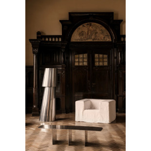 Fotel designerski Object124 biało-kremowy len NG Design