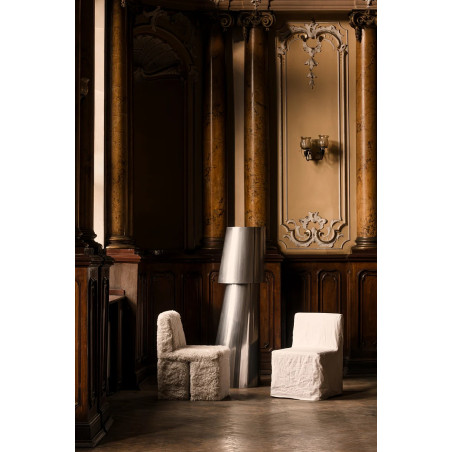 Krzesło tapicerowane designerskie Object125 biało-kremowy len NG Design