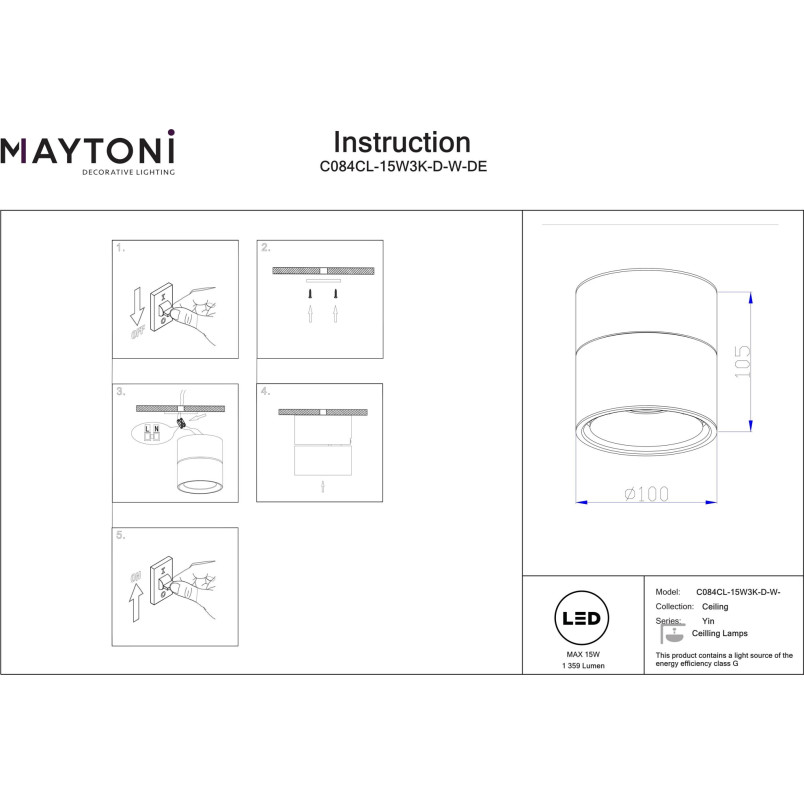 Plafon Yin White Maytoni
