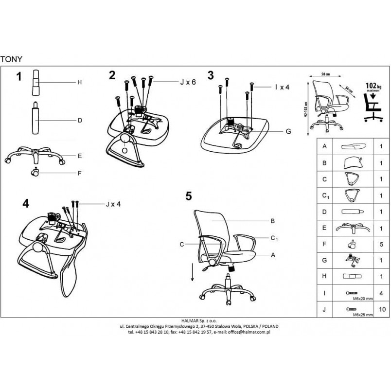 Fotel biurowy Tony Halmar - Ergonomia i styl | Sklep mebli