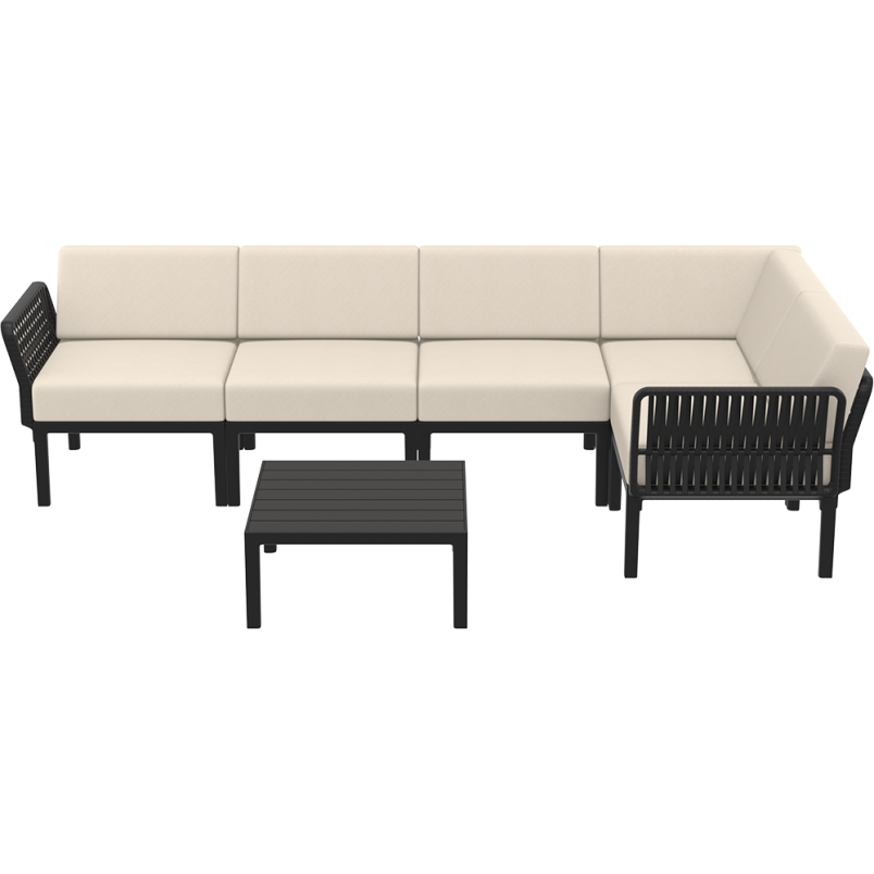 PORTOFINO CORNER SET Z PODUSZKAMI  black Siesta