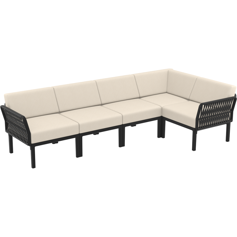 PORTOFINO CORNER SET Z PODUSZKAMI  black Siesta