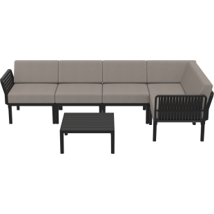 PORTOFINO CORNER SET Z PODUSZKAMI  black Siesta
