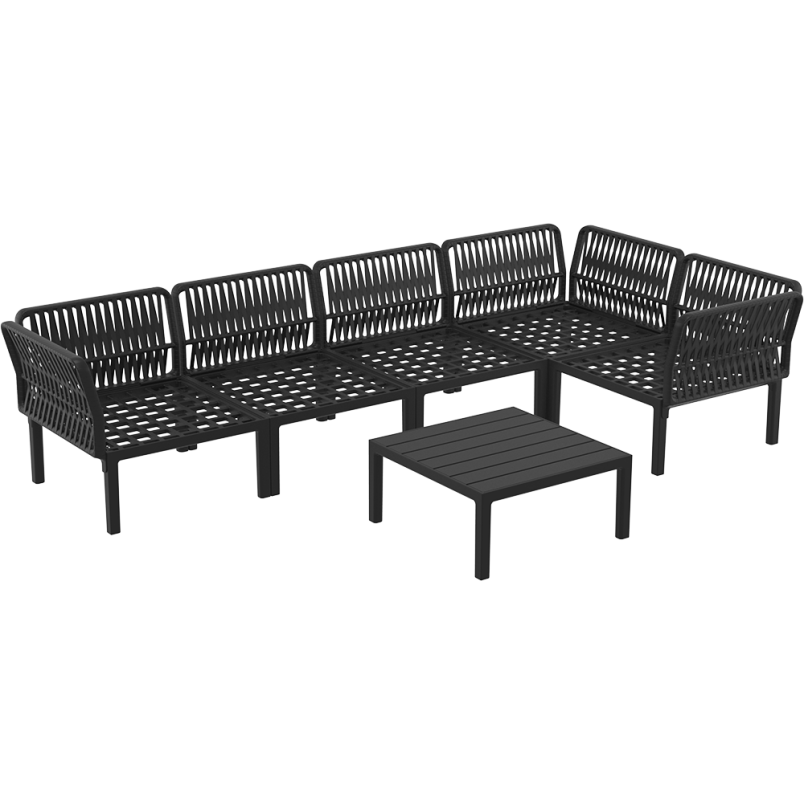 PORTOFINO CORNER SET Z PODUSZKAMI  black Siesta
