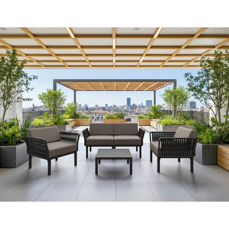 PORTOFINO LOUNGE ARMCHAIR Z PODUSZKAMI  black Siesta