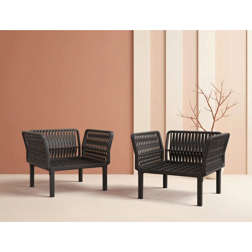 PORTOFINO LOUNGE ARMCHAIR Z PODUSZKAMI  black Siesta