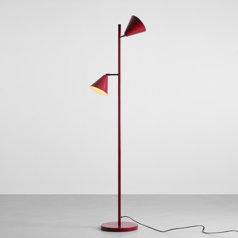 Lampa podłogowa 2 punktowa Form bordowa Aldex | Retro Design