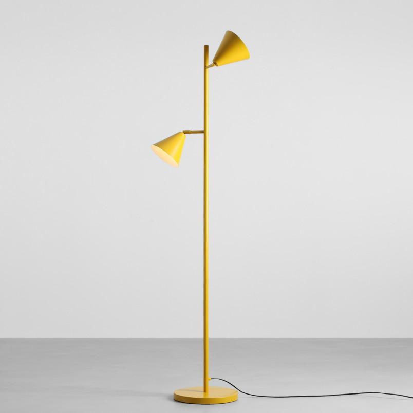 Lampa podłogowa 2 punktowa Form - Aldex - Żółta, Retro