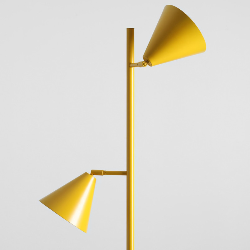 Lampa podłogowa 2 punktowa Form - Aldex - Żółta, Retro