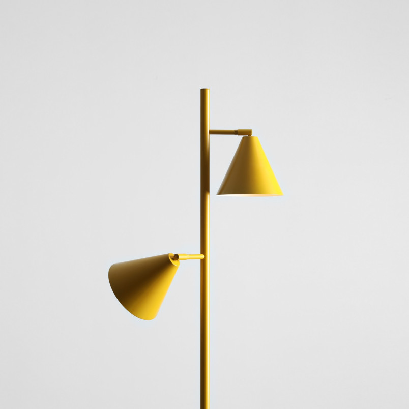 Lampa podłogowa 2 punktowa Form - Aldex - Żółta, Retro