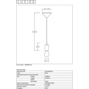 Lampa wisząca czarna Lucide - Styl i funkcjonalność