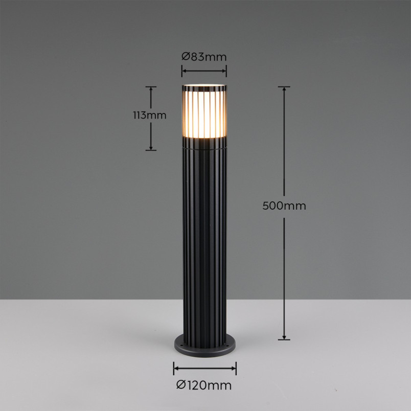 Słupek ogrodowy ryflowany Volga 50cm czarny Trio