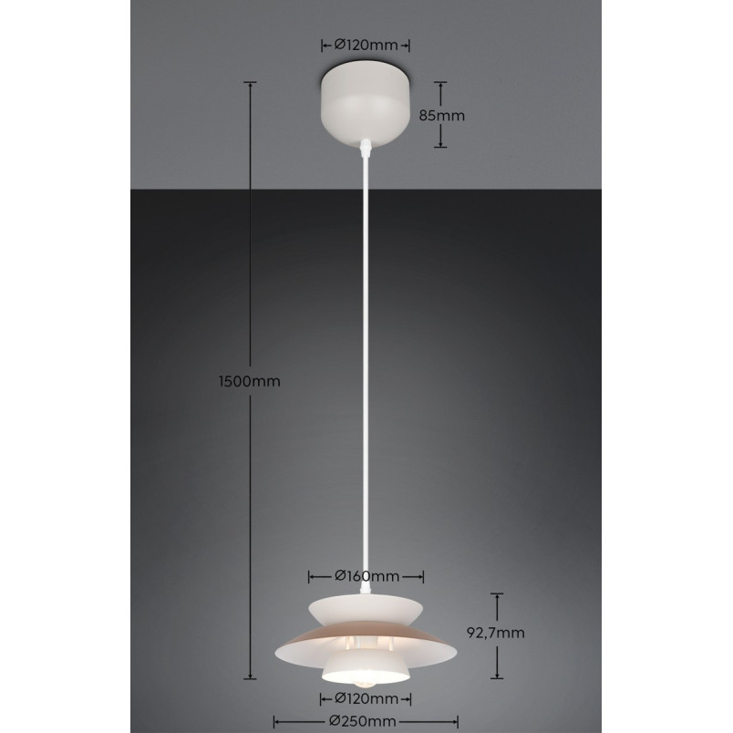 Lampa wisząca Amarila 25cm biało-brązowa Reality