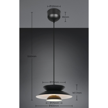 Lampa wisząca Amarila 40cm czarna Reality
